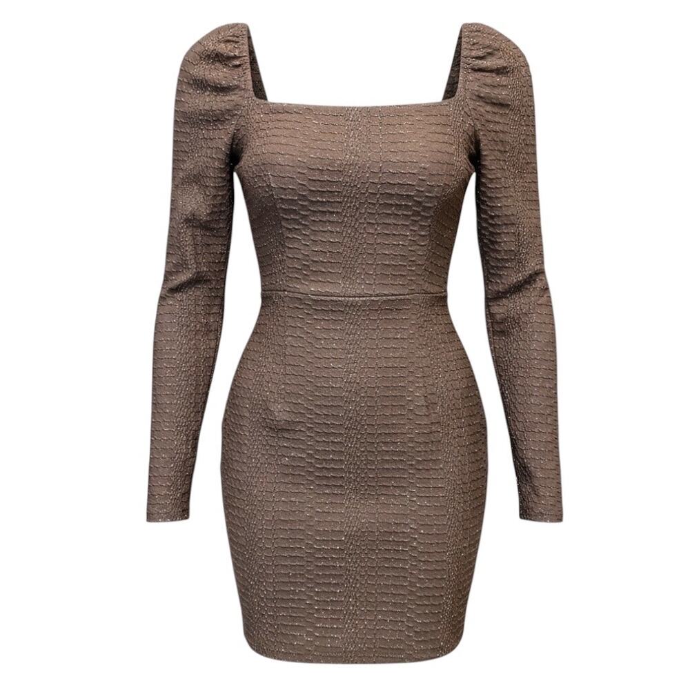 Speechless XS Long Sleeve Bodycon Dress Stone Glitter Sheath Party Mini NWT